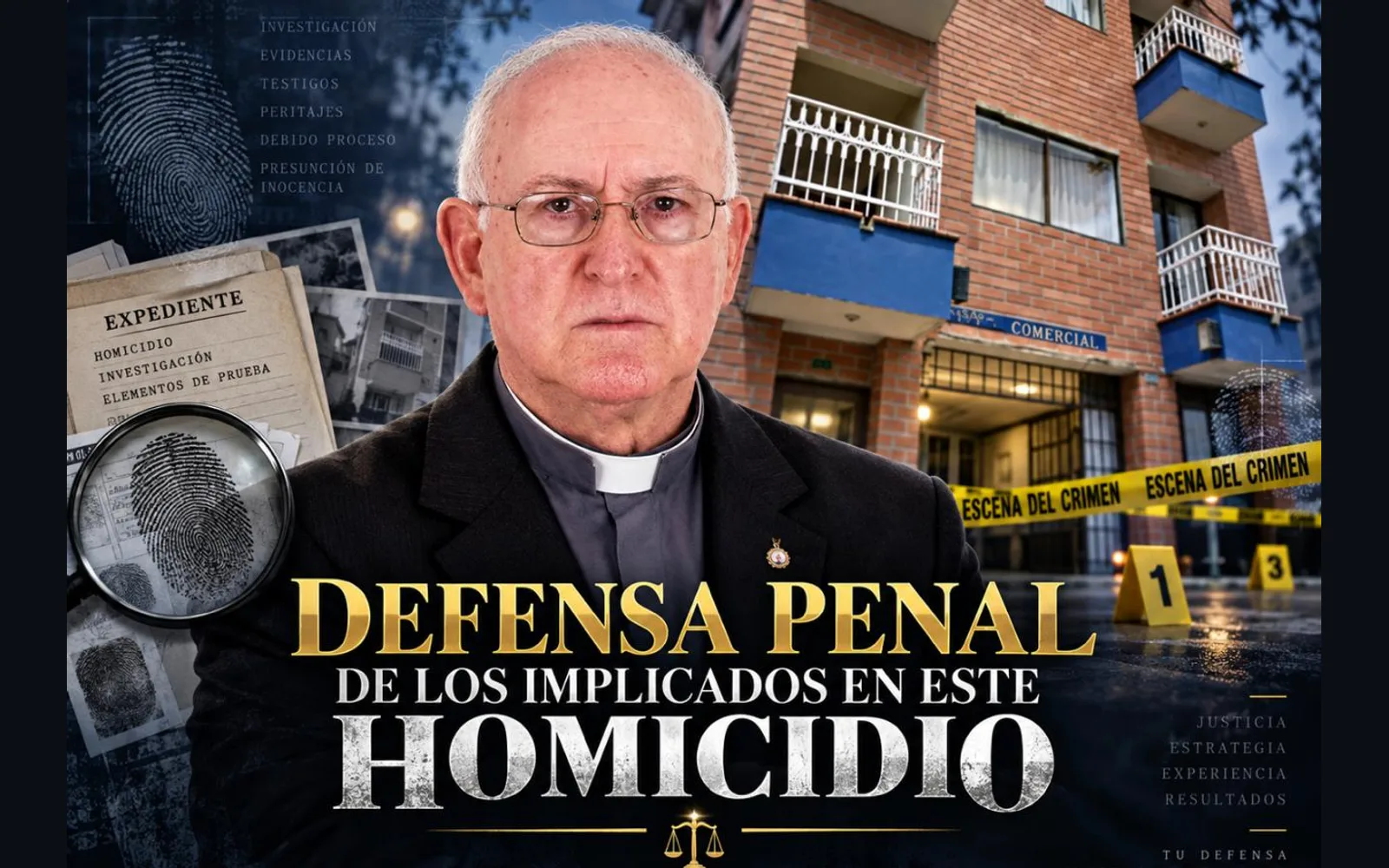 Pieza gráfica del caso de defensa penal de los implicados en un homicidio, llevado por Emmporio Jurídico